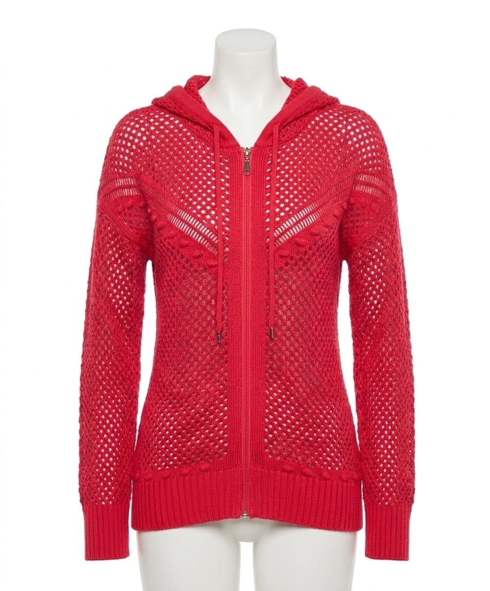 NEW FRENCH KYSS crochet zip hoodie in rose